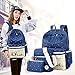 Samaz 3-in-1 Cute Korean Lace Canvas School Backpack for Teen Girls (Deep Blue)
