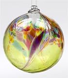 Kitras Art Glass - Hand Blown Glass Hanging Ornament - Old English - WITCH BALL - ART NOUVEAU - LIME - ARNO-06-LI