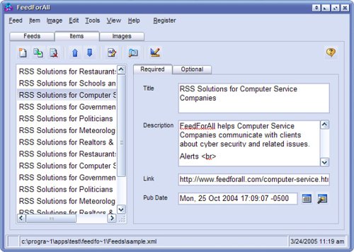 Feedforall Windows Software - Edit and Create RSS Feeds -Open RSS Feeds, Repair News Feeds, Export Feeds As Html, Syndicate Your Content, Create Podcasts and iTunes Compatible Podcasts