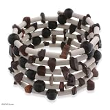 Tiger's eye and wood bracelet, 'Vision'