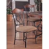2 Dark Distress Wood w/Antique Brown Metal Finish Dining Side Chairs/Chair