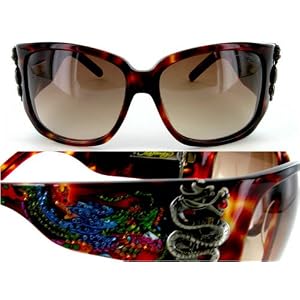 Ed Hardy EHS 025 Geisha & Dragon Sunglasses Tortoise