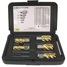 Jancy Slugger Cobalt Steel Annular Cutter Set (5 piece), TiN Coated, 3/4" Annular Shank, 1" Cut Depth, 9/16" to 1-1/16" Sizes