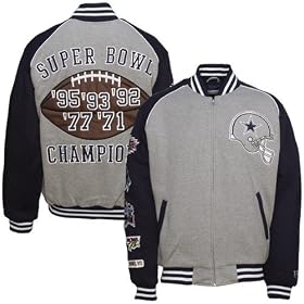 Dallas Cowboys Gray Super Bowl Champions Fleece Full Zip Jacket