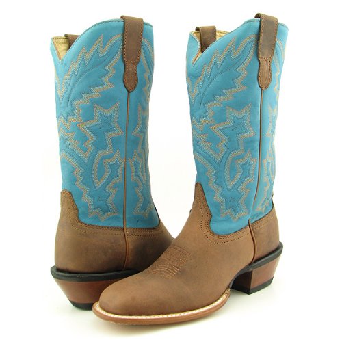 5111Ifn%2BbaL ROCKY 4421 Pueblo Bean Toe Blue Cowboy Boots Womens 6