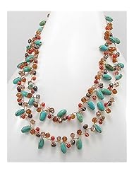 Japanese silk cord Semi GemStone Beads Necklace In Zinc