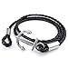 KONOV Mens Womens Leather Bracelet, Braided Anchor Wrap Bangle, Black Silver