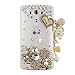 MobilePick Bling LG G3 Cases For Women Handmade Pretty Crystal Rhinestone Diamond DIY Flowers with White Pearls Rose Flowers Pendant Tassel Pattern Hard Back Case Cover for LG G3