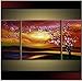 Santin Art - Plum Tree Blossom 100% Hand Painted Abstract Wall Art Sets Painting for Home Decoration Oil Painting. 3 Piece Frame Art