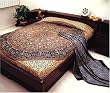 Bagroo Print Indian Bedspread, Twin Size