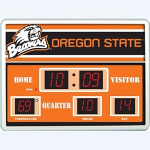 Oregon State Beavers NCAA Scoreboard Clock and Thermometer (14x19)
