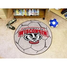 Wisconsin Badgers 29" Round Soccer Ball Floor Mat (Rug)