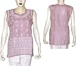 Womens Blouse Cotton Sleeveless Top Shirt Chikan Embroidery Size L