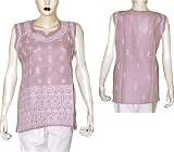 Womens Blouse Cotton Sleeveless Top Shirt Chikan Embroidery Size L