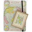 World maps combination gift set: elastic bound notebook and set of 18 bookplates