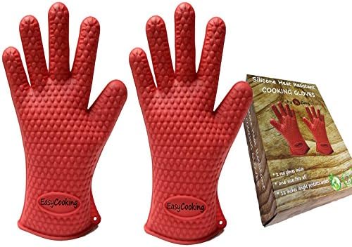 Discover Heat Protection Silicone Gloves Set Of 2-Works Best For Barbeque Grilling Cooking-Used Like Oven Mitts With Five Fingers, Barbecue Meat Smoker And Kitchen Mitt, Gifts For Man And Woman X / L RED - Pure ORIGINAL Silicone FDA 21 Approved - You Don't Need Other Grill Accessories And Tools To Became A BBQ Magician - See Below Multiple Uses For Your Product