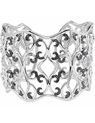 Sterling Silver Black and White Diamond Cuff Bracelet - 1.33 Ct. -- LIFETIME WARRANTY