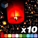10 x SKY LANTERNS KHOOM FAY NIGHT UFO BALLOONS COLOURED