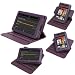 GTMax Kindle Fire 360 Degree Rotating Folio Leather Cover Case with Built-in Stand - Purple + Black Neck Strap Lanyard