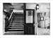 Historic Print (L): [Interior view of steamboat showing stairway and pursers office]