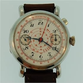 Vintage Antique watch: Unknown Swiss Made One Pusher Chronograph, Sterling Silver, Manual, 1920's by Swiss