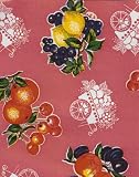 12 Yards of Fruit Carts Pink Vinyl Mexican Oilcloth Fabric from Dakat Studio Goods (Width 47 inches)