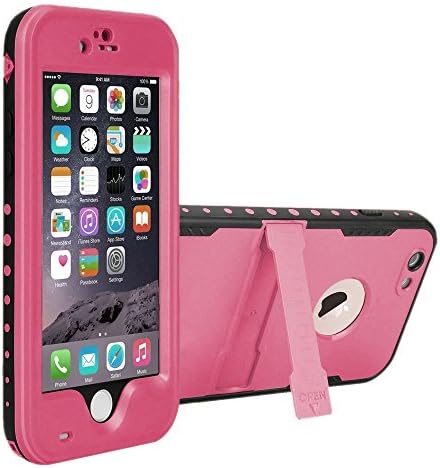 iPhone 6 Waterproof Shockproof Dirtproof Snowproof Triple Layer Kick-Stand Armor Case (Rose Red)