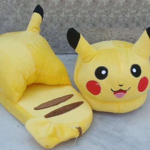 New Cute Pokemon Pikachu Soft Plush Slipper Stuffed Yellow Cartoon Toy Gift