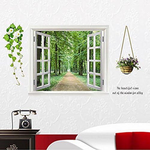 Window Wall Stickers Sofa Bedroom Wall Sticker Tree-lined trail .