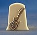 Porcelain China Collectable Thimble -- Antique Silver Guitar with Free Gift Box