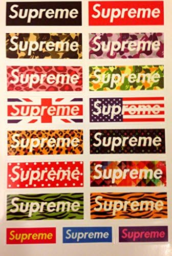 Supreme 17pcs A4 Size Vinyl Sticker (Ss1) Skateboard Car Window Bumper Decal
