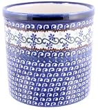 Polish Pottery Lg. Utensil Crock / Jar 5 3/4 H x 5 3/4 Diameter
