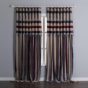 Amazon.com - TWOPAGES Stripe Energy Saving Double Pleated Curtain With