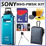 Sony MHS-PM5K/L bloggie Mobile 5MP HD Snap 360 Video Camera (Blue) with 4x Digital Zoom mhspm5l mhspm5kl + 4GB Accessory Kit