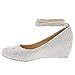 Chase & Chloe Womens 36-BOBBY12 Round Toe Med Low Heel Wedge Pump