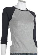 Trecento Women's Junior Raglan 2-Tone Long Sleeve,Heather/Navy,Small