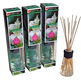 Greenair Earth Friendly Aromatherapy Reed Diffusers, 2.7-Ounce Containers, Jasmine (Set of 3)
