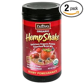 Nutiva Organic HempShake Mix, Berry Pomegranate, 16-Ounce Jars (Pack of 2)