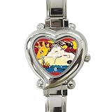 Heart Italian Charm Watch of Art Deco Snoopy with Woodstock