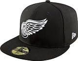 NHL Detroit Redwings Basic Black and White 59Fifty Cap, Black/White, 7 5/8