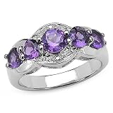 1.50 Carat Genuine Amethyst Sterling Silver Ring