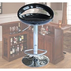 Retro-Style Adjustable Swivel Pub Bar Stool - Set of 2 - Black Barstool by Aosom
