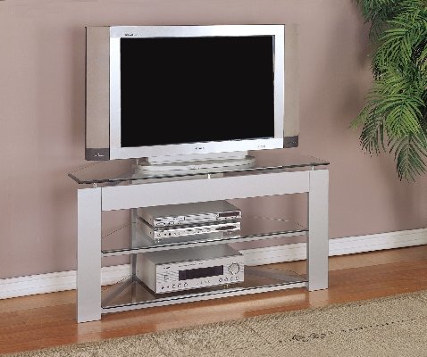 Silver Poly Face And Back TV Stand