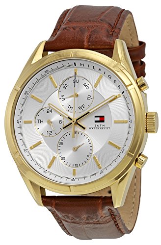 Tommy Hilfiger Men's 1791127 Sport Lux Gold-Tone Watch with Brown Band