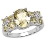 2.60 Carat Genuine Citrine & White Topaz Silver Ring