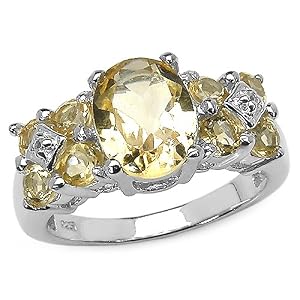Buy 2.60 Carat Genuine Citrine and White Topaz Silver Ring