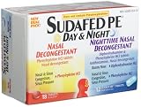 Sudafed PE Day & Night Nasal Decongestion, 18-Count Tablets for Daytime & 12-Ultratab Tablets for Nighttime (Pack of 3)