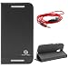 DMG Moto G2 Flip Cover, DMG PRaiders Premium Magnetic Wallet Stand Cover Case for Motorola Moto G2 (Black) + 3.5mm Flat AUX Cable with Mic RS.399.00
