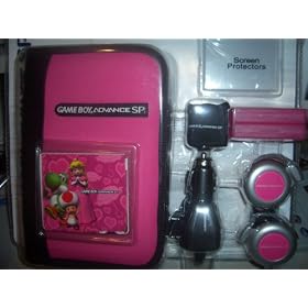 Game Boy Advance Sp Pink Starter Kit with Screen Protectors, Bag Rag, Car Adaptor, Games Cases,... by Game Boy Advance