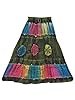Hippie Maxi Skirt Embroidered Lace Tiedye Green Stonewashed Rayon Skirts